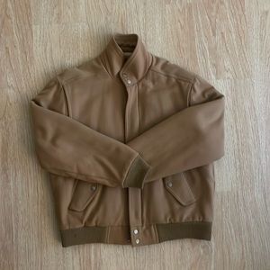 Men’s Saddlery Tan Wool Bomber Large